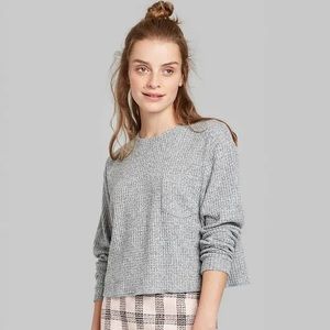 Wild Fable Heather Gray Cozy Boxy Waffle Top